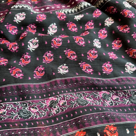 Boho Mini Dress V-Neck Gathered Smocked Waist Floral Speed Control NY Plus 2X - Picture 9 of 12